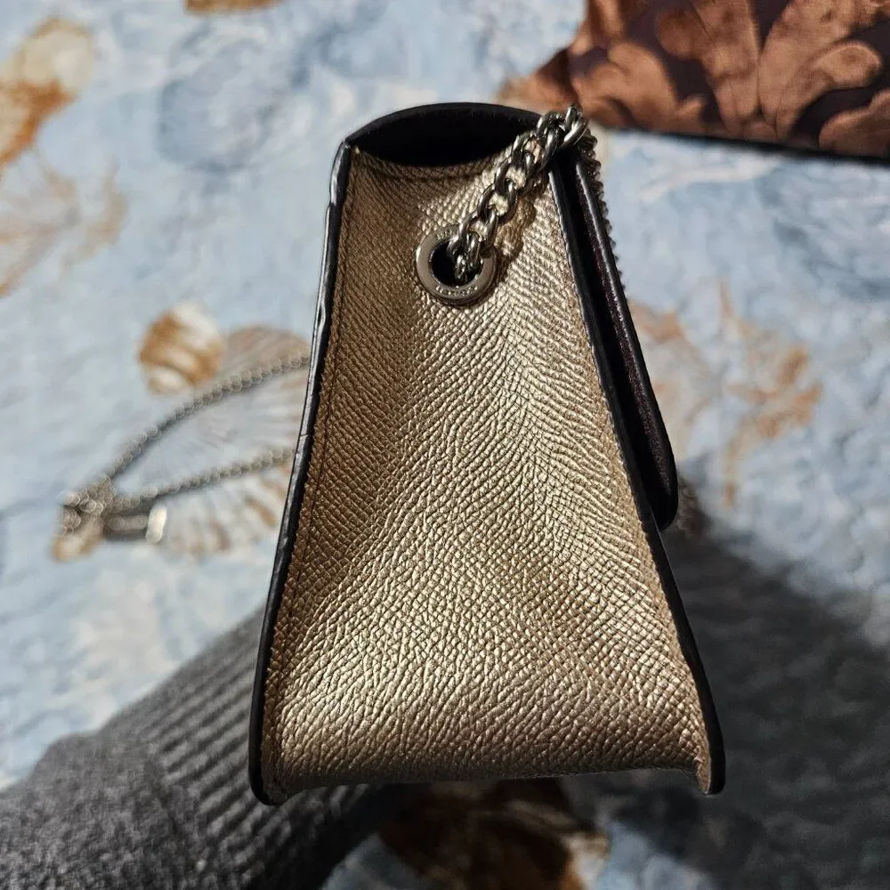 Coach Bowery Crossbody Purse in Metallic Champange/ Platinum color